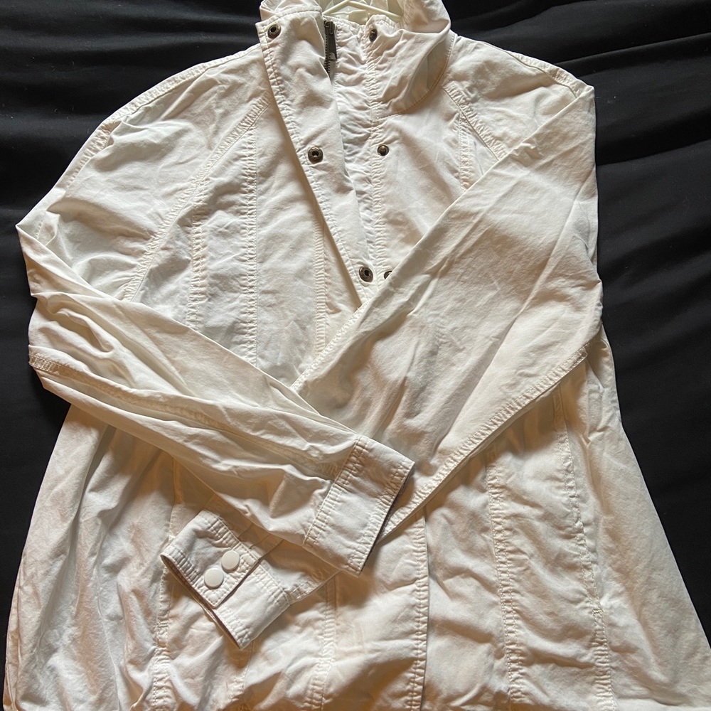 Anthropologie white bomber Windbreaker light jacket SzS